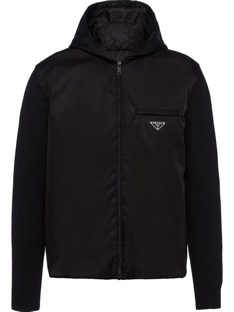 prada black zip up hoodie|farfetch prada hoodie.